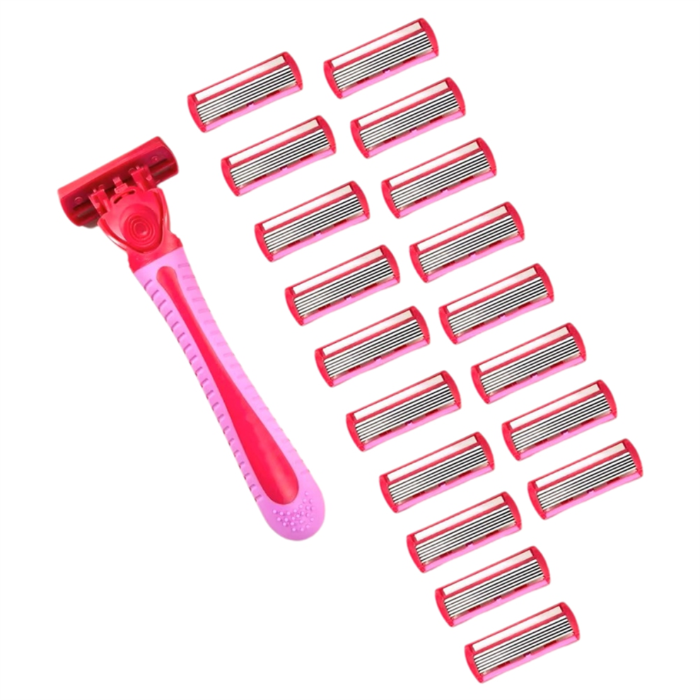 Umã¦Rket Red 1 Handle + 18 Blades Women Stainless Steel Shaver Head