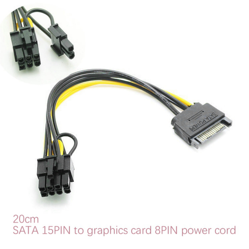 Καλώδιο τροφοδοσίας SATA 15Pin Male σε 8Pin (6+2) PCI-E για κάρτα γραφικών (1 τεμάχιο) 2