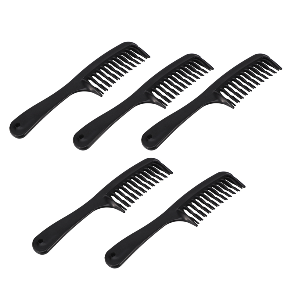 Unisex Black Double Row Tooth Hair Comb With Handle For Long Curly Wet Hair