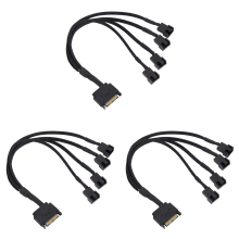Cabo adaptador para ventilador de resfriamento, SATA de 15 pinos para 4 x 3 pinos / PMW de 4 pinos 12 V
