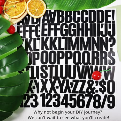 8 folhas de adesivos de letras e números de 1,5 polegadas, para scrapbooking, preto 1