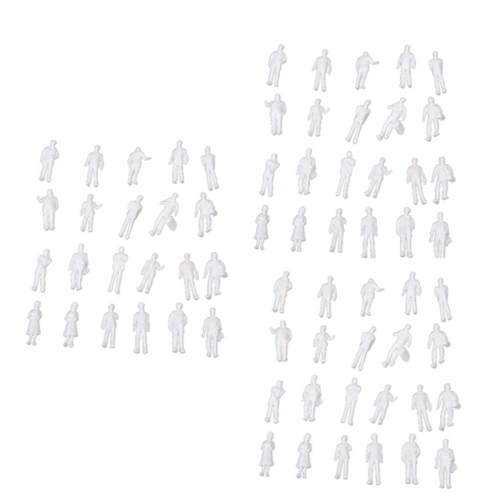 100pcs HO Scale 1:100 White Model People Unpainted Train Figures