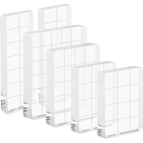 6PCS Acrylic Stamp Block, 4 Size Clear Stamp Blocks Decorative Stamps
