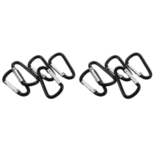 5x Hiking Spring Loaded 4mm Dia Black Aluminum Alloy Carabiner Hooks