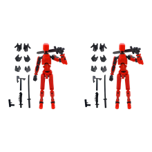 Robot Action Figure, 3D Printed with Full Articulation Red