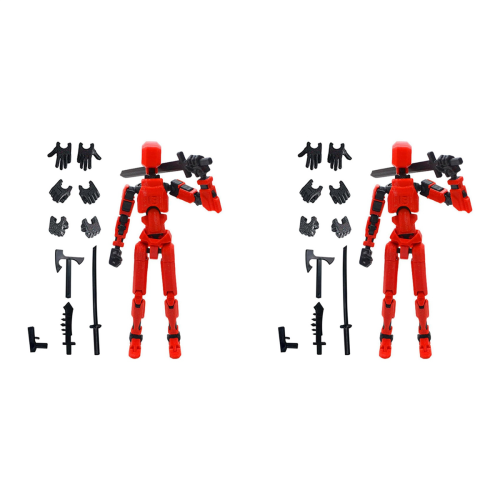 Robot Action Figure, 3D Printed with Full Articulation Red
