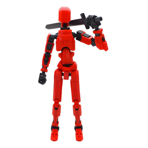 Robot Action Figure, 3D Printed with Full Articulation Red 1