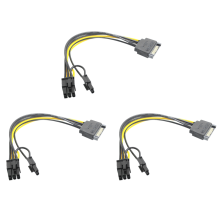 Cabo de alimentação SATA macho de 15 pinos para PCI-E de 8 pinos (6+2) para placa gráfica (1 peça)