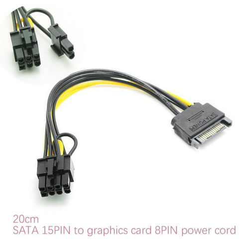 Καλώδιο τροφοδοσίας SATA 15Pin Male σε 8Pin (6+2) PCI-E για κάρτα γραφικών (1 τεμάχιο) 2