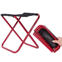 (Red) Outdoor Folding Chair Camping Stool Portable Fishing Chair Lightweight Travel Chair