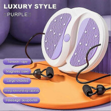 (Purple with Pull rop) Muscle Training Waist Twisting Disc Fitness Balance Board Weight Lose Trainer Magnetic Massage Wriggling Plate Twister Exercise