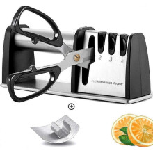 Knife Sharpener with 4 in 1 and Finger Protection Knife sharpeners Best Grinding Grooves are Made of Diamond Tungsten Steel and Ceramic Knives Sharpen