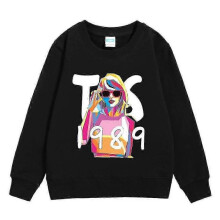(5-6 years old, black) 5-10years Kids Boys Girls Taylor Swift 1989 Sweatshirt Print Long Sleeve Crewneck Casual Loose Pullover Tops Fans Gifts