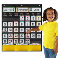 Classroom Monthly Calendar Pocket Chart for Kids Learning for Home,Homeschool Supplies and Classroom Must Haves
