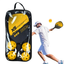 Paddle Ball Set, Paddle Set Racket Set Equipment Comfort Grip Set with 2 Bats, Paddles, Racket with 4 Pickle Balls Yellow