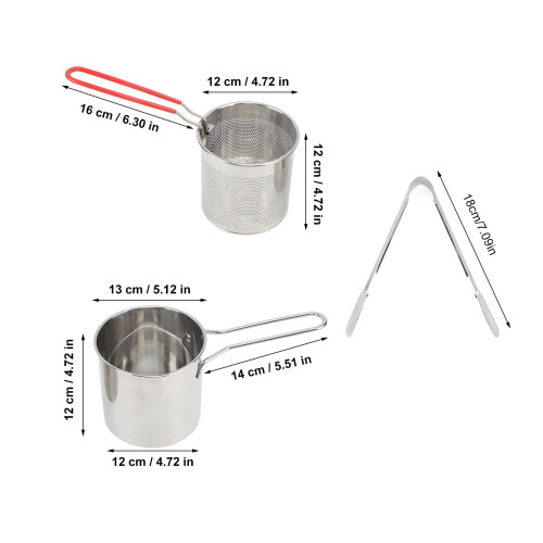 Small Stainless Steel Deep Fryer Pot Set with Strainer 1