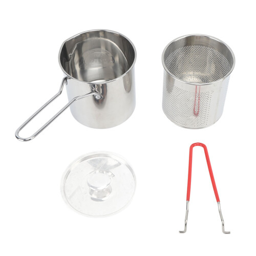 Small Stainless Steel Deep Fryer Pot Set - 3Pc, Oil-Saving 2