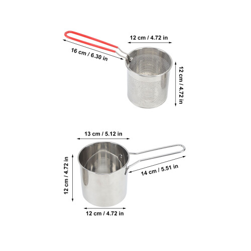 Small Stainless Steel Deep Fryer Pot Set - 3Pc, Oil-Saving 1