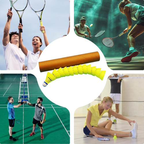 12 Badminton Shuttlecocks, Premium Nylon, High Durability, Consistent Flight, Ideal for Training 1