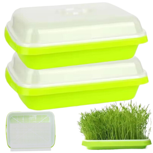 Microgreens growth kit, 2pcs 13x10 inch sprouting tray with lid