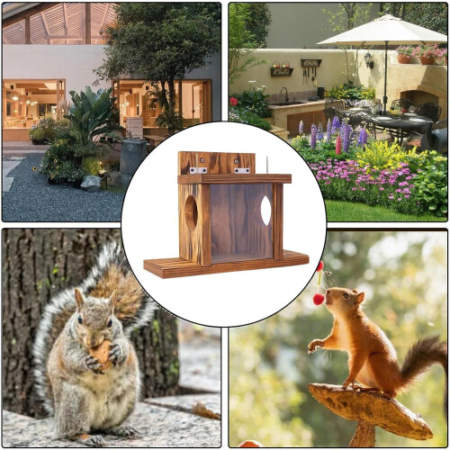 Horned hedgehog feeder from carbonized wood for corn peanuts 2