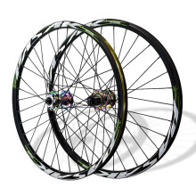 24 Inch Mountain Bike Wheelset, Aluminium Alloy Disc Brake, Quick Release, 32 Holes (Colour) 24''