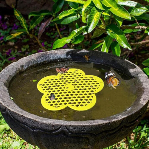 Floating Bee Island for Garden, Insect Drinks, Flower Shape, Pollinators (Yellow) 2