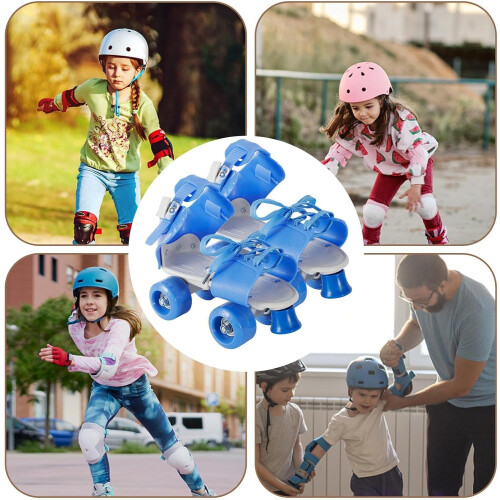 Roller Skates, Quad Skates with 4 Wheels, Adjustable Sizes for Beginners, blue 1