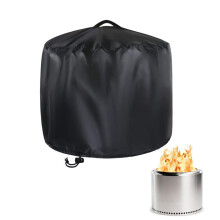 Outdoor Fire Pit Cover, Windproof, 420D Oxford Fabric, Black