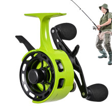 Inline ice fishing reel – large spool – wearresistant 31 BB – metal spool 3.2:1, olive green D
