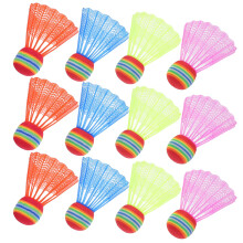 12 Pcs Badminton Birdie Plastic Shuttlecocks For Indoor Outdoor Training