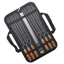 Grill skewers made of stainless steel grill tool set metal skewers with wooden handle for the family meal