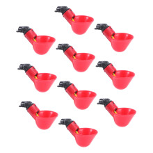 Poultry Water Dispenser for Chickens Pet Water Bowl Red Pack of 10