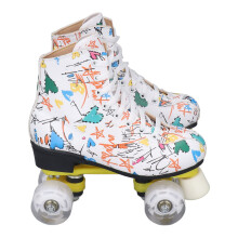 Roller Skates, Double Row 4 Wheel Roller Skates, White Graffiti Roller Skates, Skating Shoes and Adults (37)