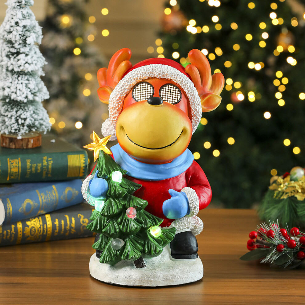 (Deer) Snowman Santa Christmas Elk Music Box Led Lighted Figurine For Festive Decor-image-OPC-PJ29C6G-NEW