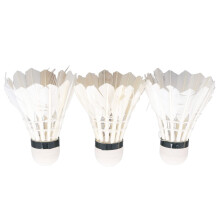 Pack of 3 White Goose Feather Badminton Shuttlecocks for Indoor Outdoor Sports