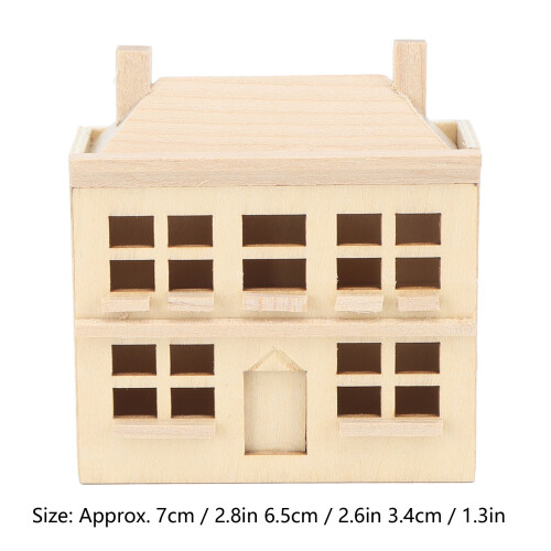 1:12 Miniature Birch Dollhouse Villa Model, 7x6.5x3.4cm 1