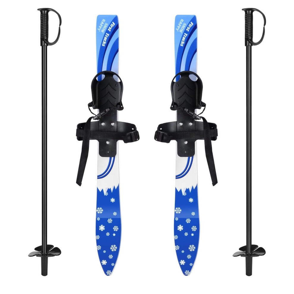 Beginner Snow Skis and Poles for Kids,,, Safe, Adjustable Buckle Shoe size 1830