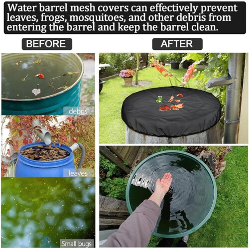 Water Butt with Drawstring, Rain Butt Mesh Screen to Keep Leaves and Dirt Out Ref: 4853 1