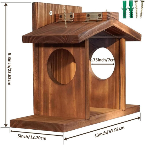 Holz EichhörnchenFeeder, hölzerne ChipmunkFeeder mit Flexibles Dach 2