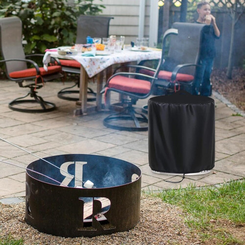 Fire Pit Cover Round, Dustproof, 29.13x18.11 inches 1
