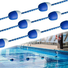 Floating pool rope, swimming pool dividing rope, bluewhite ball, 2 hooks (10m/32.8ft)