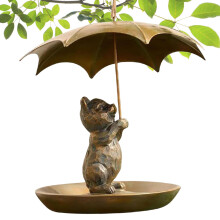 squirrel umbrella birdhouse, bird feeder with umbrella, Outdoor squirrel holding umbrella wild bird feeder, Allwetter exquisit cat