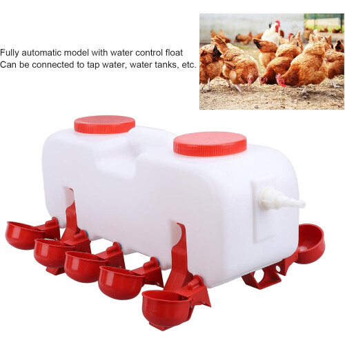 Automatic chicken drinker, 10L with 10 cups, Sealed design (L 32.5x11.5x4cm) 2
