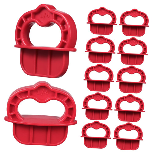 12 pieces Mezzanine Spacer Tool 1/4 spacers for decking gap decking tools clamping blocks deck holder spacing guide for decking plastic red
