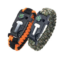 Survival Paracord Bracelet, Adjustable 550, Compass, Fire Starter, Emergency Whistle (2 Pack)