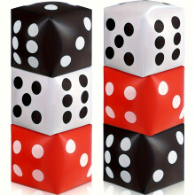 (6pcs) 6 Inflatable Dice, 30.48 Cm Inflatable Large Dice, Red Black And White Giant Dice, Game Night Decoration, Indoor And Outdoor Games