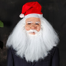 (Mask   Glasses) 2pcs Natural Latex Santa Claus Mask & Glasses Set | Hand-Painted, Role Play Costume Props for Christmas, Easter, Thanksgiving, Graduation,