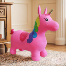 (Pink) Durable Pink Inflatable Bouncy Unicorn Hopper | Ride-On Jumping Horse Toy for 2, 3, 4 Year Olds | Perfect for Youngsters 1st Birthday Gift