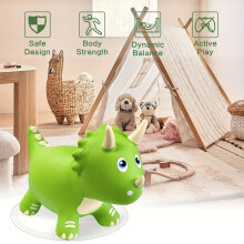 (Green) Green Dinosaur Bounce Toy with Pump - Safe & Durable PVC Material, Fun Ride-On Design for Youngsters, Perfect Birthday or Holiday Gift